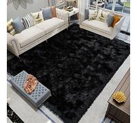 Latepis Large Black Rug Big Rugs for Bedroom 6.7x10 Area Rug Faux Sheepskin Fur Rug for Living Room Entertainment Room Office Bedroom Luxury Home Decor