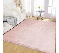 Latepis Light Pink Fluffy Rug 150 * 210cm Washable Non-Slip Faux Rabbit Fur Fuzzy Shag Soft Rug for Living Room, Bedroom, Kids Room, Nursery and Dorm