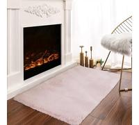 Latepis Light Pink Small Faux Rabbit Rugs 60 * 90cm Washable Furry Rug Soft Fluffy Non-Slip Throw Rug for Living Room, Bedroom, Nursery, Chair Seat Cover and Dorm
