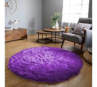 Latepis Round Area Rugs 6ft Washable Faux Fur Rugs for Bedroom Living Room Kid's Room Dorm Purple Fuzzy Shag Rug