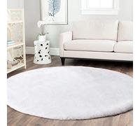 Latepis Round Rug 150cm White Rugs for Living Room Machine Washable Fluffy Circle Faux Rabbit Fur Plush Shaggy Throw Rug for Bedroom Room Decor