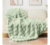 Latepis Sage Green Throw Blanket for Couch Plush Fuzzy Fluffy Soft Bubble Bunny Faux Fur Throw Blanket for Bed Sofa Thick Warm Throw for Home Decor Gift, 127 * 152cm 860GSM
