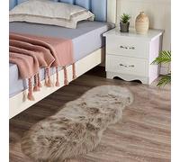 Latepis Small Area 2x4 Rug Brown Beige Faux Fur Rug Fluffy Sheepskin Shaggy Rugs for Bedroom Washable Shag Rugs for Living Room Dorm Cushion Home Décor