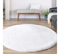 Latepis White Circle Round Rug 180 * 180cm Faux Rabbit Fur Rug for Living Room Washable Fluffy Bedroom Carpet for Kids Room Furry Shaggy Carpet for Dorm Nursery