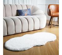 Latepis White Fluffy Rug 2x4 Small Throw Area Accent Rugs Washable Faux Rabbit Fur Shag Rug for Chair Couch Cover Floor Nursery Cute Rugs for Bederoom