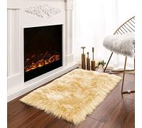 Latepis Yellow Fur Rug Small 2x3 Area Rug Faux Sheepskin Rug Throw for Sofa Cushion Chair Fluffy Rug Carpet for Bedroom Dorm Room Home Décor Rectangle