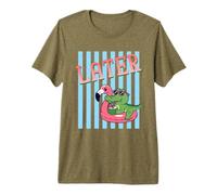 Later Gator Alligator Flamingo Float Summer Pun Fun Premium T-Shirt