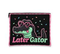 Later Gator Makeup Bag, Cartoon Alligator Cosmetic Pouch for Women, Portable Small Zipper Organizer, Summer Travel Toiletry Bag 7x9 Inch
