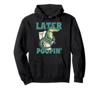 Later Poopin Funny Alligator Humor Men Women Vintage Graphic Pullover Hoodie