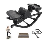 Lateral Rocking Fitness Stepper Rock Stepper Side To Side Mini Steppers for Exercise At Home Track Time Reps Calories with Digital Display for Legs, Glutes(Black)