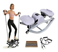 Lateral Rocking Fitness Stepper, Rock Stepper with Side To Side Motion and Resistance Bands Stepper for Home Workouts Features Digital Monitor for Steps Time Purple