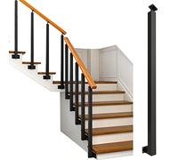 Lateral Support Column Handrail for Stairs 100cm/39in Black Wrought Iron 8 Pack Durable Safety Railing Perfect for Home and Commercial Use