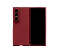 Latercase for Galaxy Z Fold 6 | Ultra-Thin 0.6mm Aramid Fiber Case | Lightweight 16g Hard Shell Slim Protective Cover | Wireless Charging Compatible | Matte Non-Slip Grip | Red Crosshatch