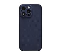 Latercase for iPhone 15 Pro Max | Ultra-Thin 0.6mm Aramid Fiber Case | Lightweight 13g Hard Shell Slim Protective Cover | Wireless Charging Compatible | Matte Non-Slip Grip | Blue Crosshatch