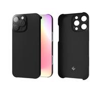Latercase for iPhone 16 Pro Max | Ultra-Thin 0.6mm Aramid Fiber Case | Lightweight 10g Hard Shell Slim Protective Cover | Wireless Charging Compatible | Matte Non-Slip Grip | Black Crosshatch