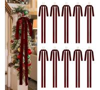 LATERN 10Pcs Wine Red Christmas Velvet Bows, 40CM x 60CM Large Christmas Tree Bows Door Bow Christmas Wreath Bow Festival Wrapping for Christmas Tree Fireplace Home Front Door Decoration