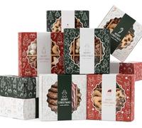 LATERN 12Pcs Christmas Cookie Boxes, 15CM x 15CM Cardboard Cupcake Candy Box Santa Elf Snowman Elk Gingerbread Xmas Gift Box with Sleeve Band and Window for Holiday Thanksgiving Xmas Party
