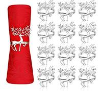 LATERN 12Pcs Christmas Reindeer Napkin Rings, 6CM Silver Elk Napkin Holders Reindeer Napkin Buckle for Christmas Lunch Thanksgiving Party Holiday Wedding Table Decoration