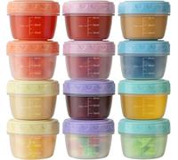 LATERN 12Pcs Salad Dressing Containers with Lids, 80ml /2.7oz Plastic Condiment Container Reusable Leakproof BPA-Free Dipping Sauce Cup with Graduated Lines for Snack Kitchen Storage Camping Travel