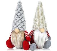 LATERN 2 Pieces Christmas Gnome Plush Doll, Adorable Dwarf Santa Claus Dolls Hand-Sitting Handmade Dwarf Elf Figurines Gonk for Christmas Party Decoration (25cm x 16cm)