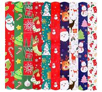 LATERN 20 Sheets Christmas Wrapping Paper, 75cm x 50cm Thicken Gift Wrap Papers Snowman Elk Santa Claus Xmas Tree Pattern Paper Sheets for DIY Gift Wrapping (10 Colors)