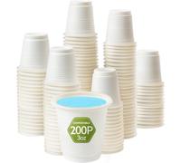 LATERN 200Pcs Disposable Paper Cups, 90ml Small White Paper Cups Compostable Bathroom Mouthwash Cups for Bath Rinse Medicine Hot/Cold Water Juice Candy Snack (5.7cm x 5.5cm)