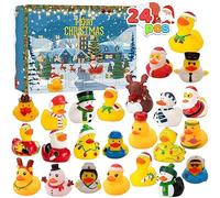 LATERN 2025 Advent Calendar, 24 Days Christmas Countdown with 24 Rubber Ducks Fun Duckie Bath Toys for 3-9 Year Old Girls Toys Christmas Decoration Party Favor Gifts (32cm x 22cm)