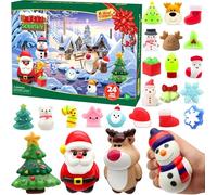 LATERN 2025 Christmas Advent Calendar, 24 Days Christmas Countdown Calendar with 4Pcs Jumbo and 20Pcs Mochi Squishy Toys for 3-9 Year Old Kids Christmas Gifts Holiday Decoration Party Favors