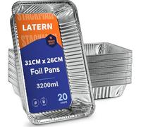 LATERN 20Pcs Aluminium Foil Baking Trays, 31CM x 26CM x 5CM Disposable Roasting Trays Oven Freezer Safe Cooking Baking Broiling Pans for Party Food Serving Takeaway Storage Catering Containers
