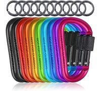 LATERN 20Pcs Locking Carabiner Clips, 8CM Aluminum D-Ring Keychain Clips Locking Security Carabiner with 20Pcs Key Rings for Outdoor Camping Fishing Hiking Backpacking (10 Colors)
