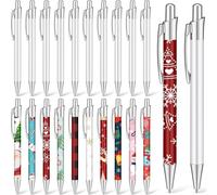 LATERN 20Pcs Sublimation Ballpoint Pens, 14CM Blank Heat Transfer Pen Retractable Ballpoint Pen Aluminum Clip Pen with 20Pcs Shrink Wraps for Office School Stationery Christmas Supplies