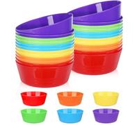 LATERN 24Pcs Reusable Plastic Bowls, 300ml Unbreakable Kids Plastic Bowls Microwave Dishwasher Safe Toddler Bowl for Cereal Soup Snack Fruit Salad (6 Colors)