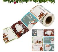 LATERN 250Pcs Christmas Tag Stickers, 6 Color Xmas Self Adhesive Gift Label Sticker Fill Name Tags Present Decorative Labels Snowman Reindeer Gingerbread Man Sticker (8cm x 5cm)