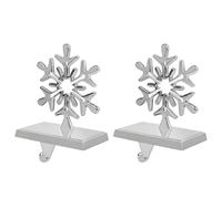 LATERN 2Pcs 3D Snowflake Christmas Stocking Holders, 17CM x 12CM Metal Christmas Stocking Hanger Non-Slip Gift Hook for Christma Fireplace Mantel Window Home Xmas Party Decor (Silver)