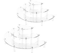 LATERN 2Pcs Acrylic Riser Display Shelf, 3-Tier Large Clear Display Organizer Half Moon Tabletop Riser Stand Holder for Perfume Cupcake Figures Dessert Cosmetics Lotion Cream Cologne (38CM x 15CM)