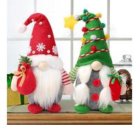 Latern 2Pcs Christmas Gnome Plush Dolls, Swedish Tomte Christmas Tree Hat Sitting Gonk Dwarf Elf Doll for Xmas Fireplaces Office Party Decor (31cm x 15cm)