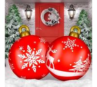 LATERN 2Pcs Giant Inflatable Christmas Balls, 60CM PVC Blow Up Decoration Ball Snowflake Elk Inflatable Holiday Ornament for Christmas Indoor Outdoor Home Garden Lawn Yard Porch Decoration