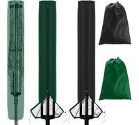 LATERN 2Pcs Rotary Washing Line Covers, 165CM x 16CM x 16CM Heavy Duty Waterproof Airer Cover with Anti-rust Zip & Drawstring Bag for Outdoor Clothes Airer Dryer, Garden Parasol (Black & Green)