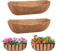 LATERN 2Pcs Trough Coco Fiber Liners, 60CM 100% Natural Coco Coir Liner Pre-Formed Thick Coconut Fiber Mat for 24 Inch Trough Plant Basket Fence Planter Window Boxes or Garden Animal Pet Mat