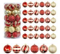 LATERN 30Pcs Christmas Baubles, 6CM Red and Gold Christmas Ball Ornaments Shatterproof Xmas Hanging Balls Sets for Christma Tree Holidays Home Xmas Party Decoration (6 Styles)