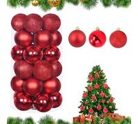 LATERN 30Pcs Christmas Baubles, 6CM Red Christmas Ball Ornaments Shatterproof Christma Hanging Ball Sets for Christma Tree Holidays Home Xmas Party Decoration (3 Styles)
