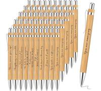 LATERN 30Pcs Inspirational Ballpoint Pens, 14CM Bamboo Motivational Quotes Pen Retractable Black Ink Stylus Pens for Women Men Bosses Office Desk Supplies Gifts (10 Positive Style)