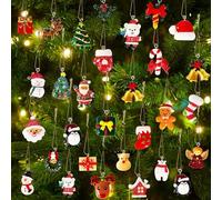 LATERN 36Pcs Christmas Miniature Ornaments, 3CM Small Resin Christmas Tree Ornaments Snowman Santa Claus Elk Snowflake Hanging Decorations for Xmas Tree Wreath Windows Fireplace Holiday Party