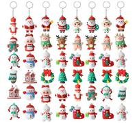 LATERN 40Pcs 3D Christmas Keychains, 6CM Rubber Cartoon Christmas Keyring Santa Claus Snowman Christma Tree Wreath Key Chain Ornament Party Favors Xmas Tree Decoration (20 Styles)