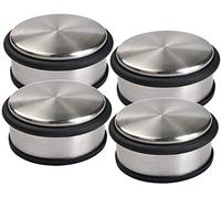 LATERN 4Pack Door Stopper Chrome Stainless Steel 1.2kg φ10cm Heavy Duty Freestanding Anti Slip Anti Scratch Door Stop with Rubber Ring - Modern Round Style