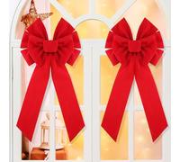 LATERN 4Pcs Christmas Velvet Bow, 90cm x 45cm Large Red Door Bows Christmas Tree Bow Christmas Wreath Bow Festival Wrapping for Christmas Tree Fireplace Home Front Door Decorations