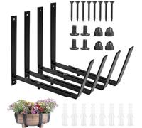 LATERN 4Pcs Window Planter Box Brackets, 15CM - 30CM Adjustable Window Box Bracket Heavy Duty Metal Flower Box Wall Mounting Hook for Balcony Fences Patio Garden Wall Railings Ledge