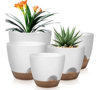 LATERN 5Pcs Self Watering Plant Pots, 18/16.5/15/13.5/12CM Plastic Flower Pot Garden Plant Container with Drainage Hole and Large Capacity Reservoir, Pot for Aloe Herb Orchid Succulent Bonsai Plants