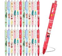 LATERN 60Pcs Christmas Gel Ink Pens, 6 Styles Retractable Ballpoint Pen 15CM Christmas Tree Snowman Reindeer Santa Claus Rollerball Pens for Xmas Stocking Box Fillers Party Favors Children Gift