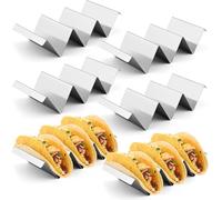 LATERN 6Pcs Taco Holder Stands, 21CM x 10CM Stainless Steel Taco Rack 3 Tacos Upright Stand Tray Stylish Taco Shell Holders with Handles - Oven, Grill and Dishwasher Safe